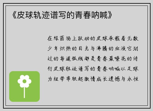 《皮球轨迹谱写的青春呐喊》